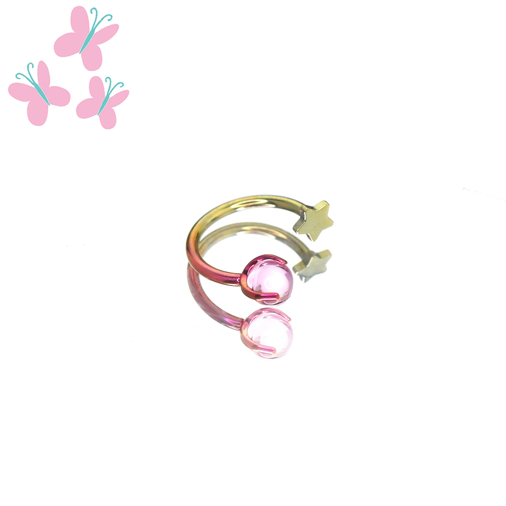 MLP Titanium Internally Threaded  Zirconia Ring - Horseshoe, Cartilage, Earring & Labret