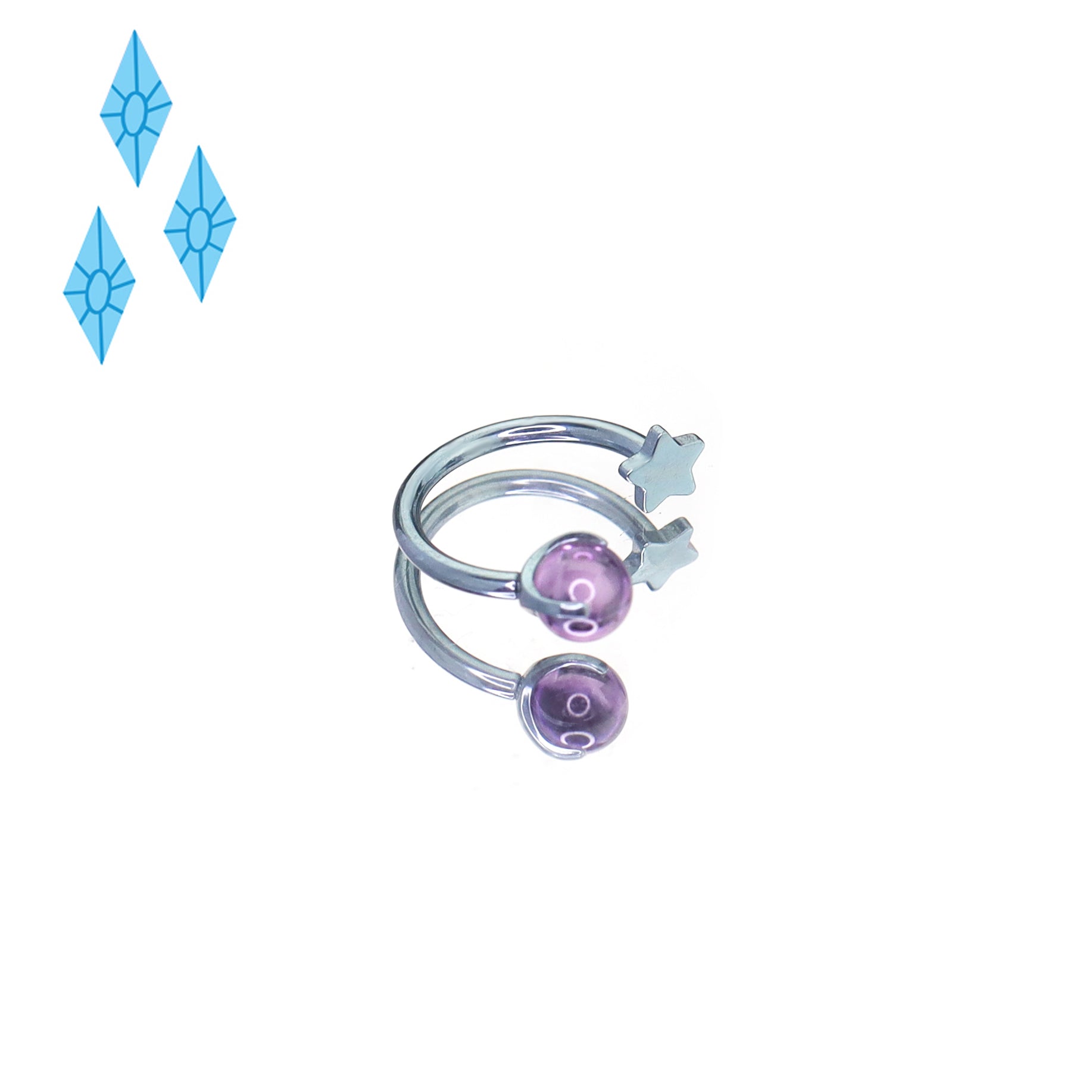 MLP Titanium Internally Threaded  Zirconia Ring - Horseshoe, Cartilage, Earring & Labret