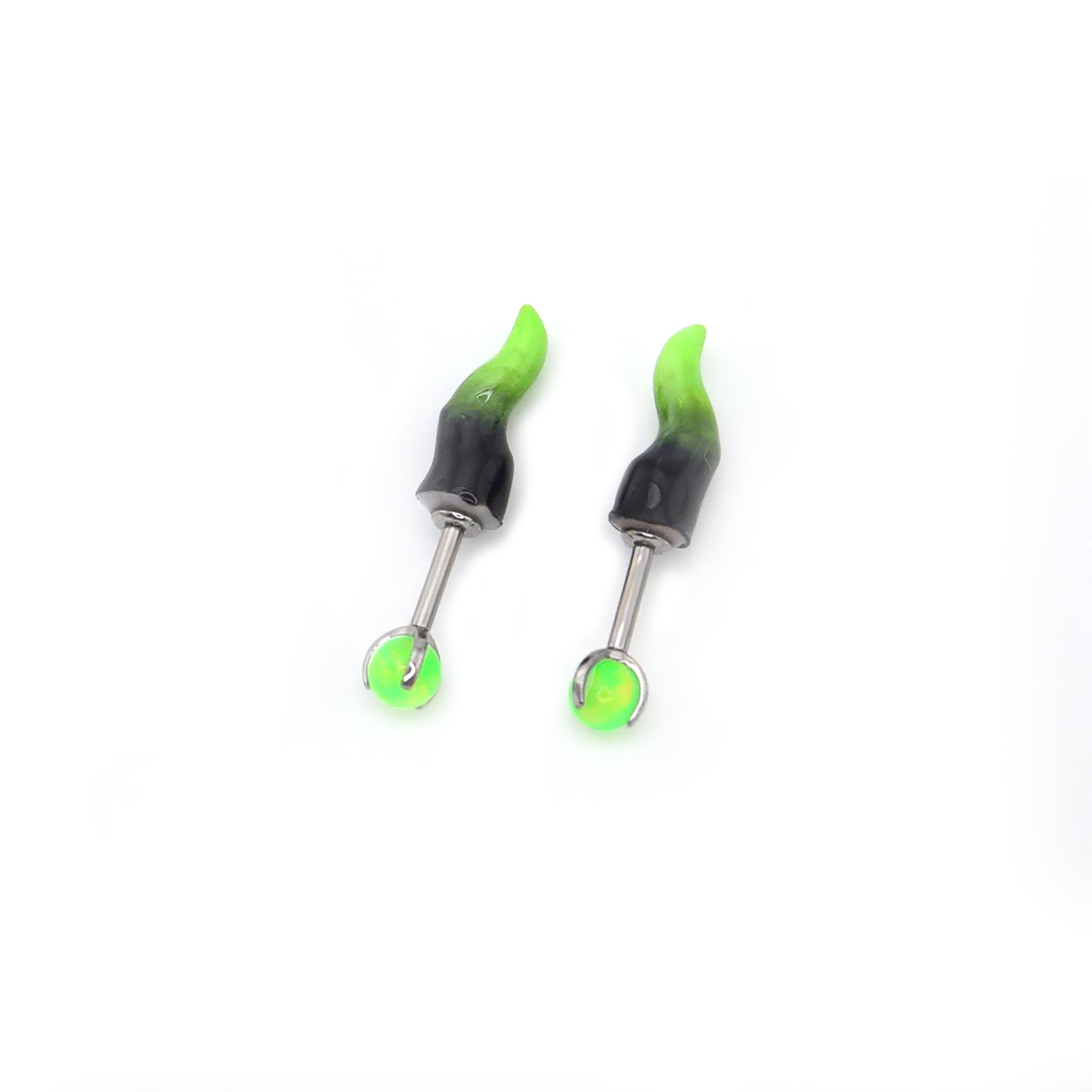 PAIR OF Satan Demon Horn Titanium Cartilage Studs ph1
