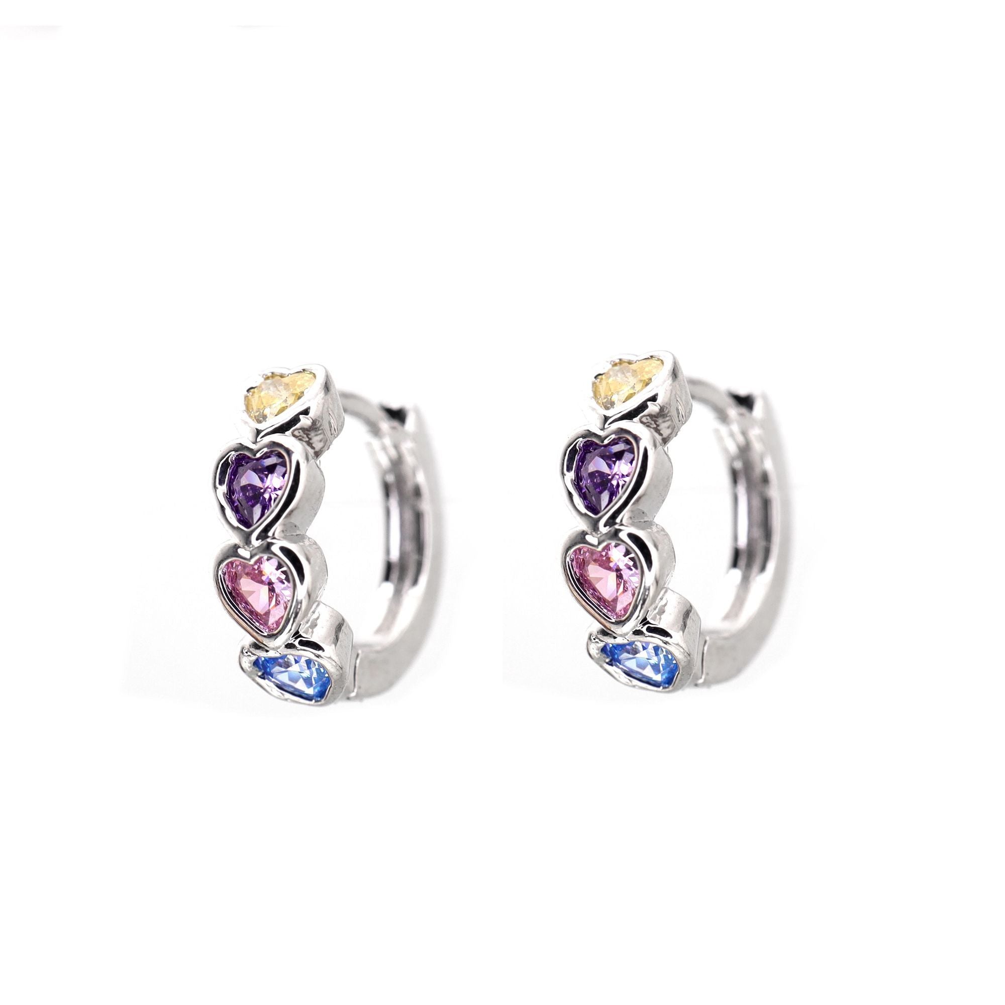PAIR OF Star & Heart Rainbow CZ stainless steel Earring ph1