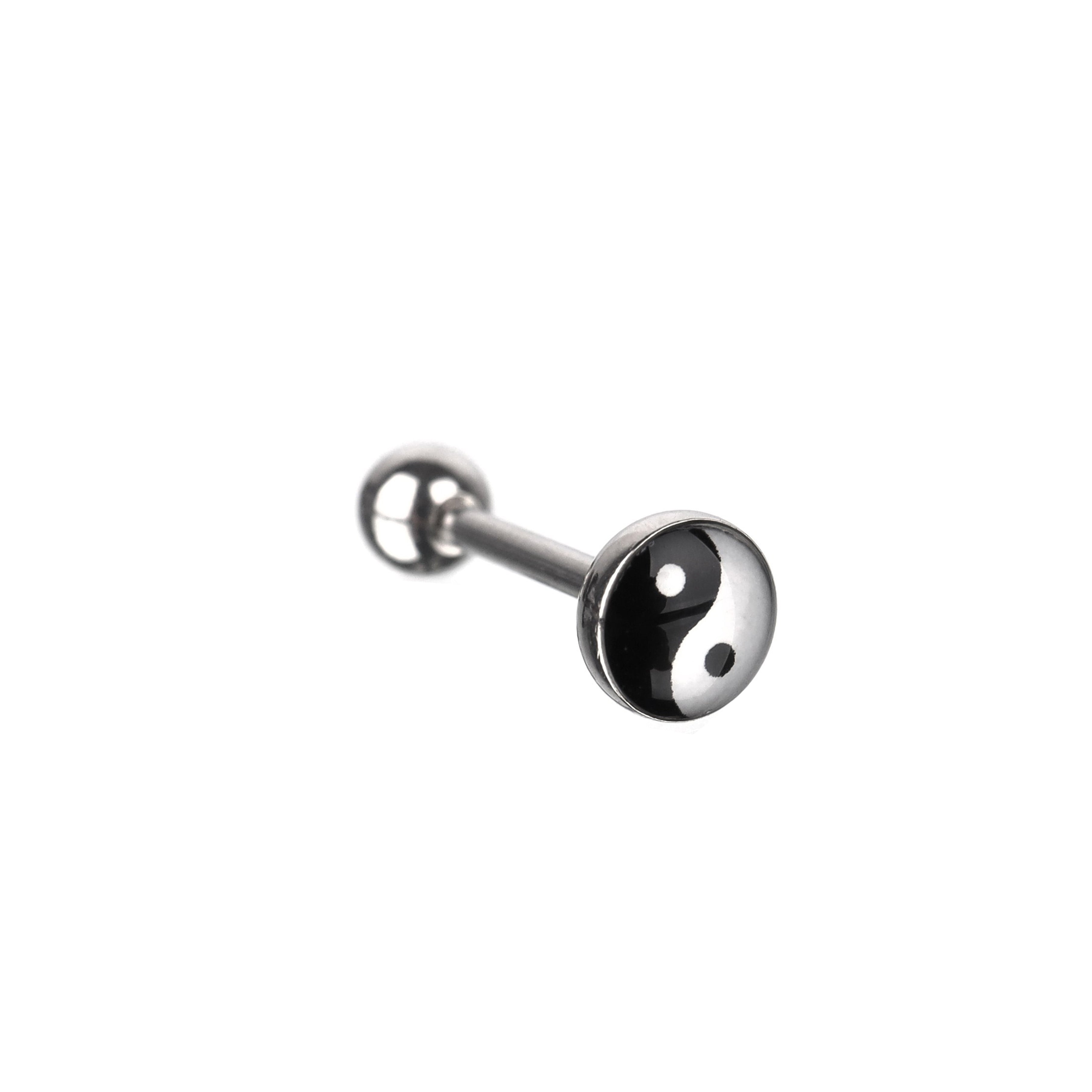 Resin Yin Yang Symbol Tongue Stud