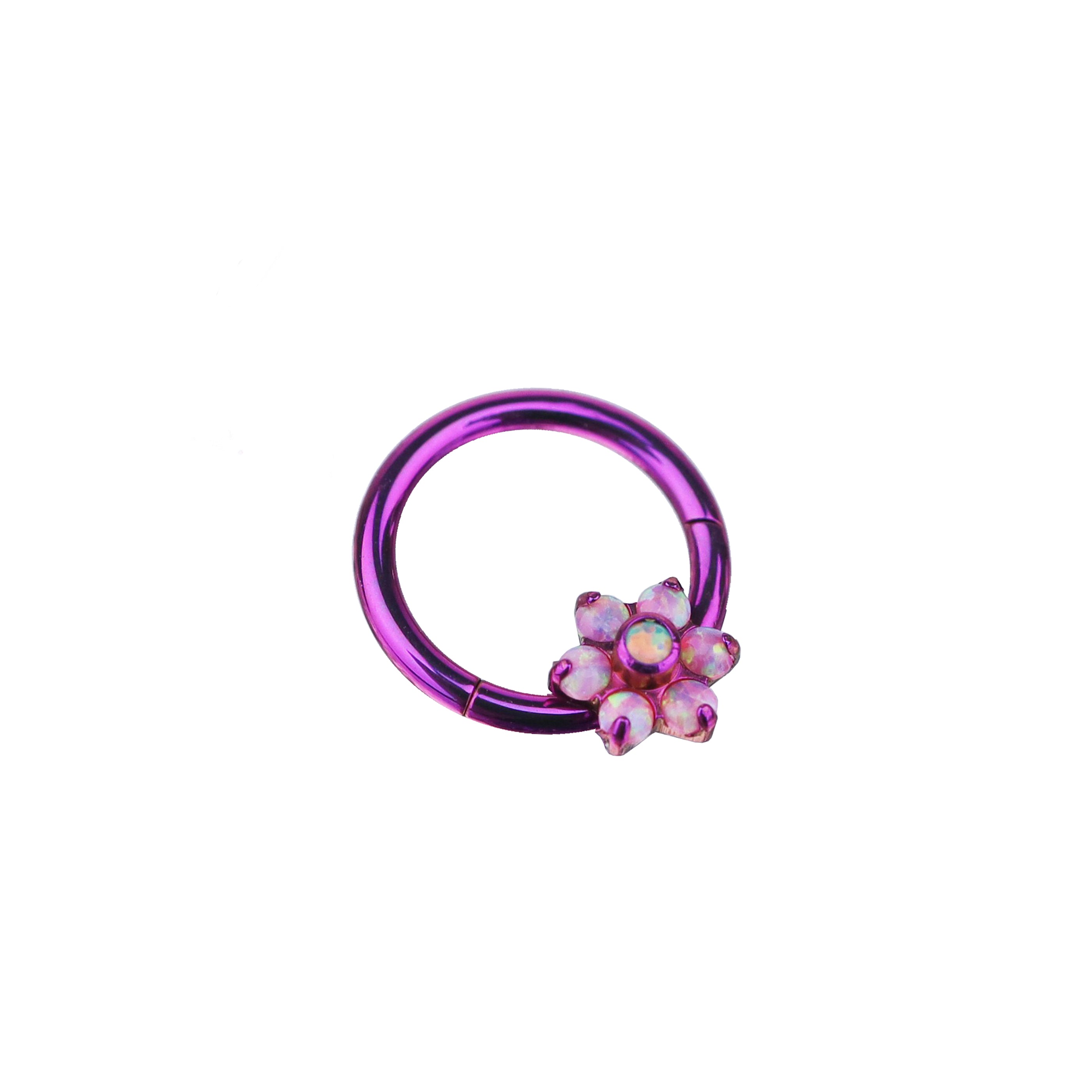Floral Opal Titanium Segment Hoop