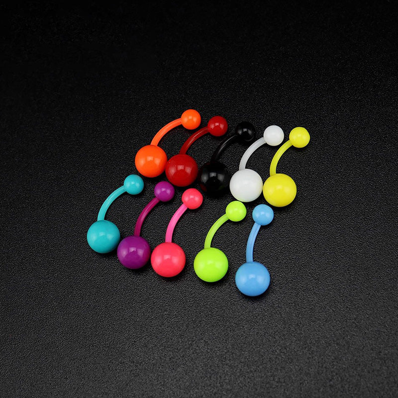 10PCS Colorful Acrylic Belly Ring Set