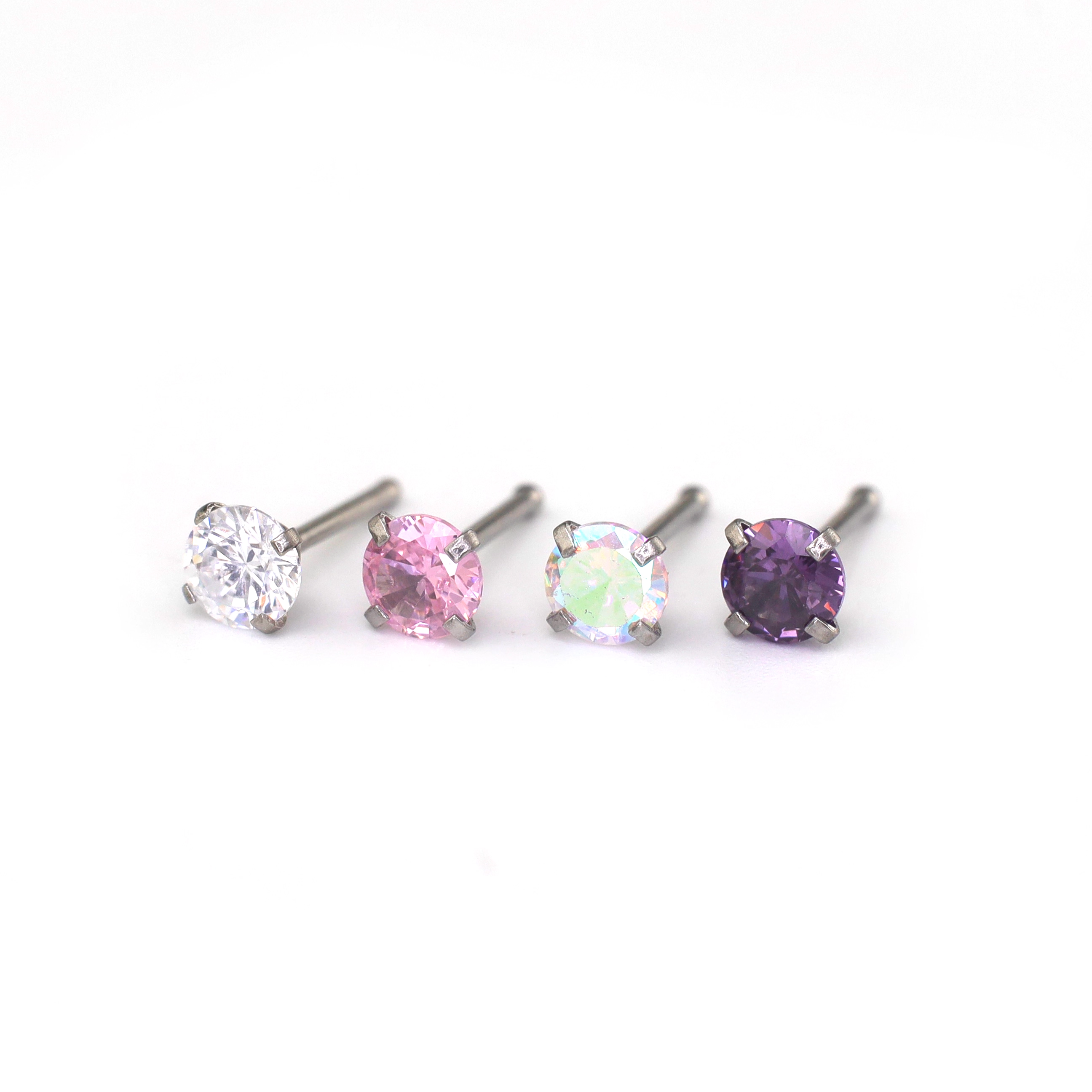 4/8PCS 20G CZ Nostril Stud Pin Set