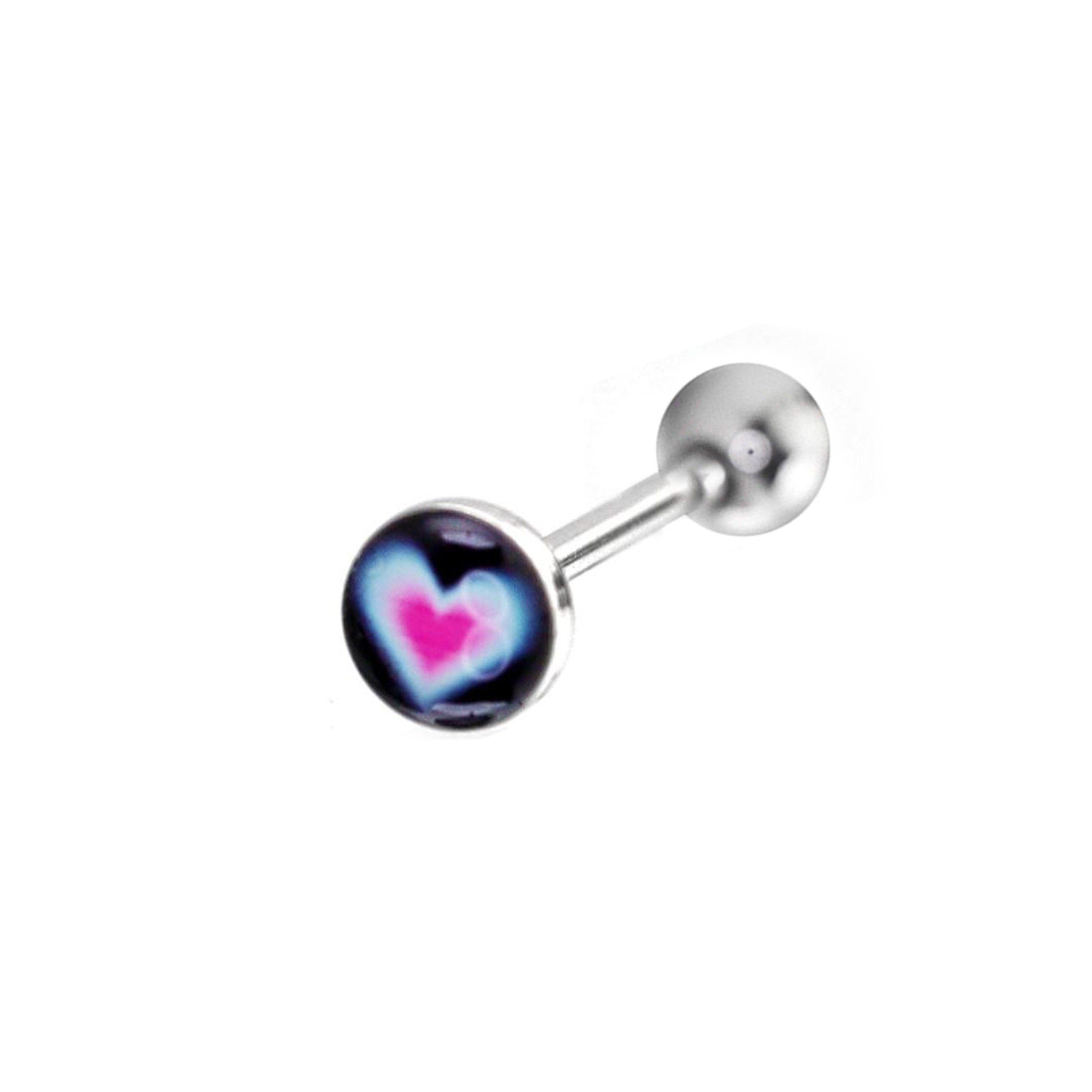 Heart Epoxy Resin Stainless steel tongue stud