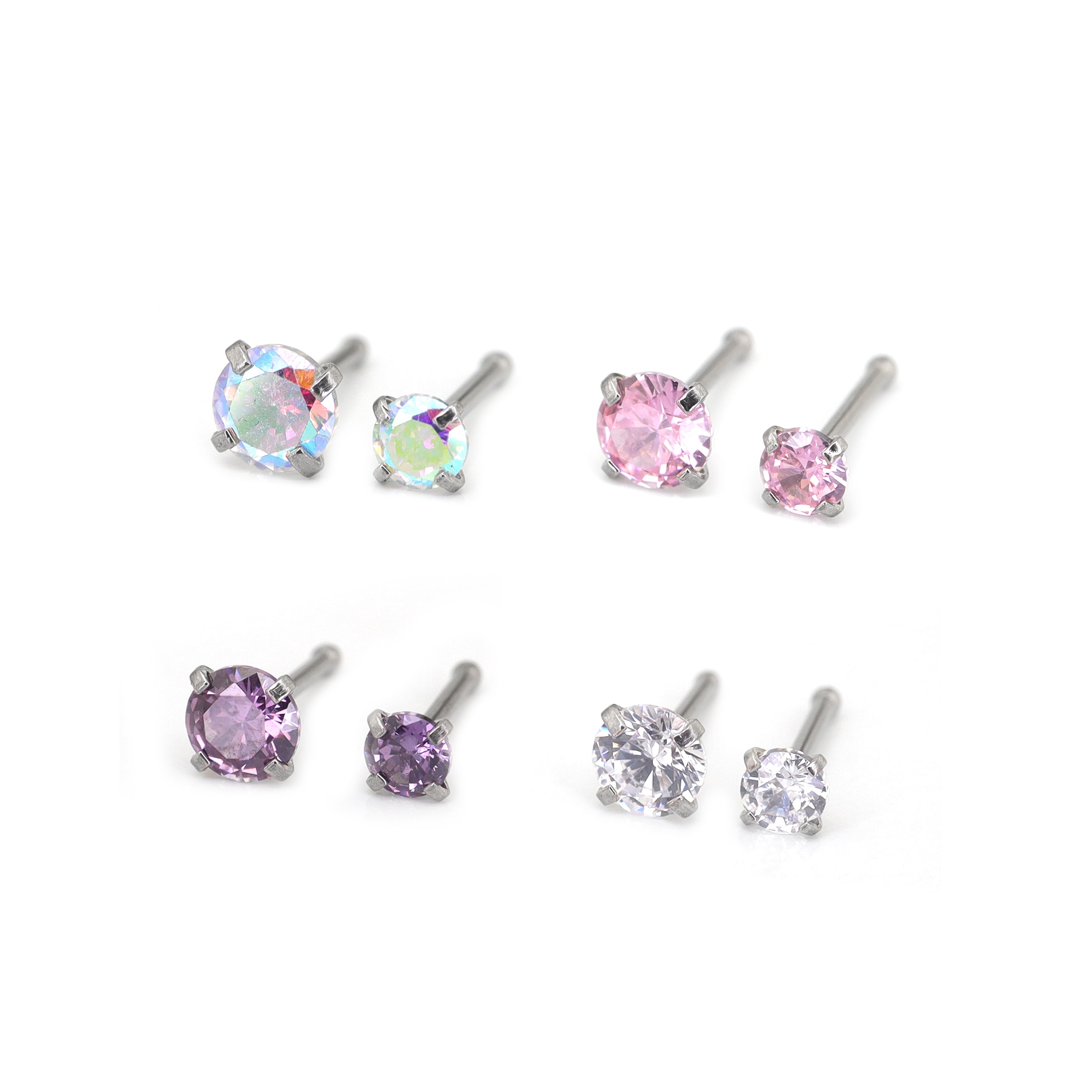 4/8PCS 20G CZ Nostril Stud Pin Set