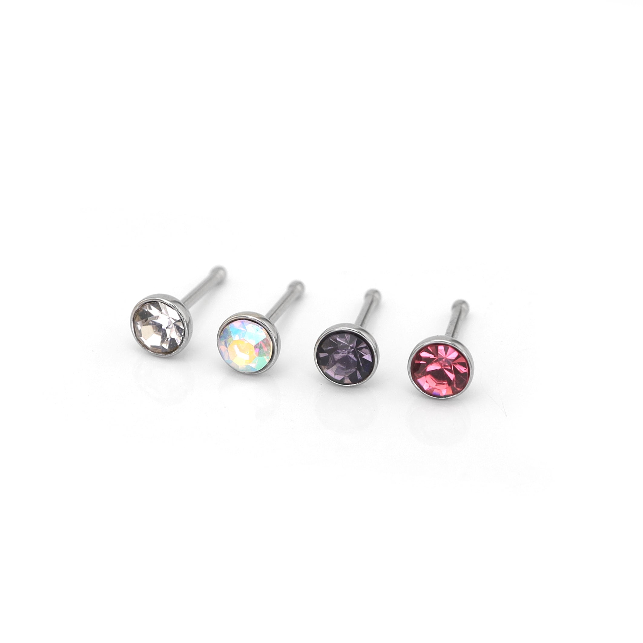 4/8PCS 20G Crystal Nostril Stud Pin Set
