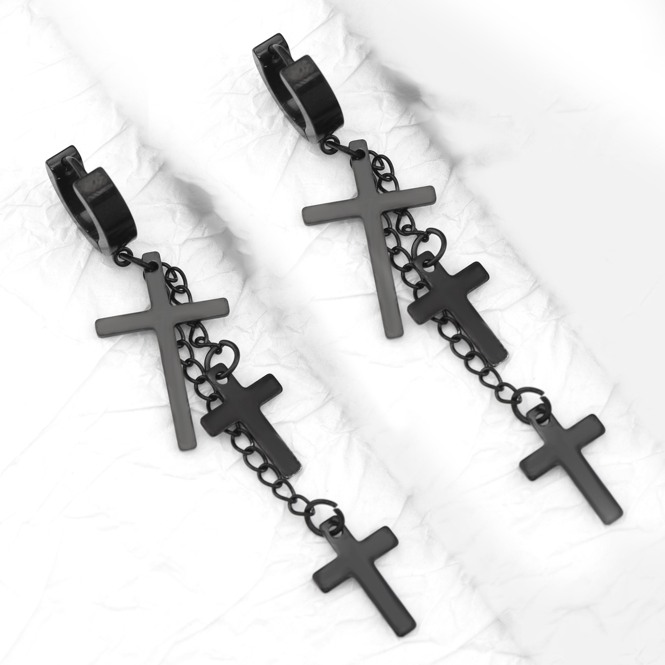 Cross Drop Chain stainless steel Earring ph1