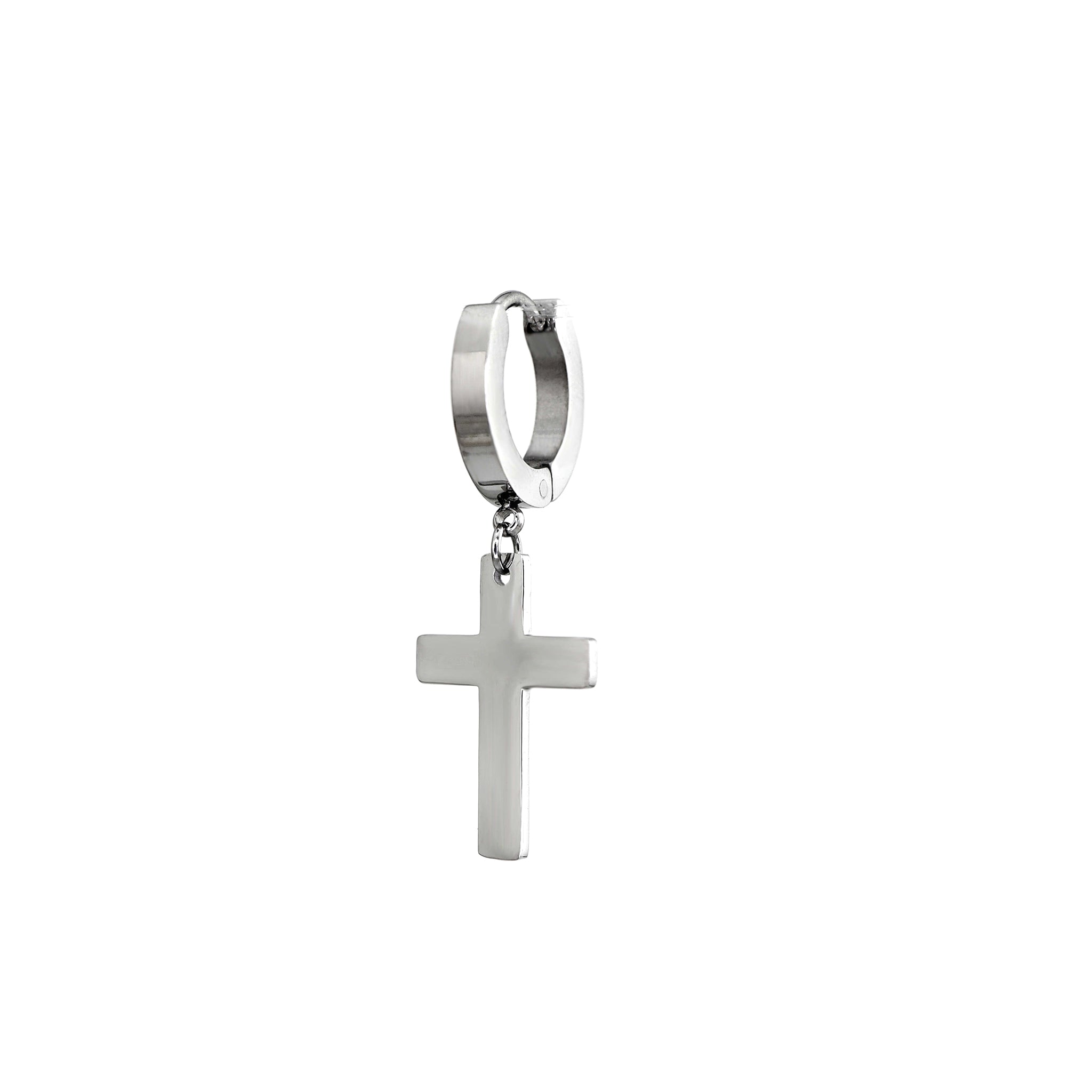 Mirror-Finish Cross Stainless Steel Earrings ph2