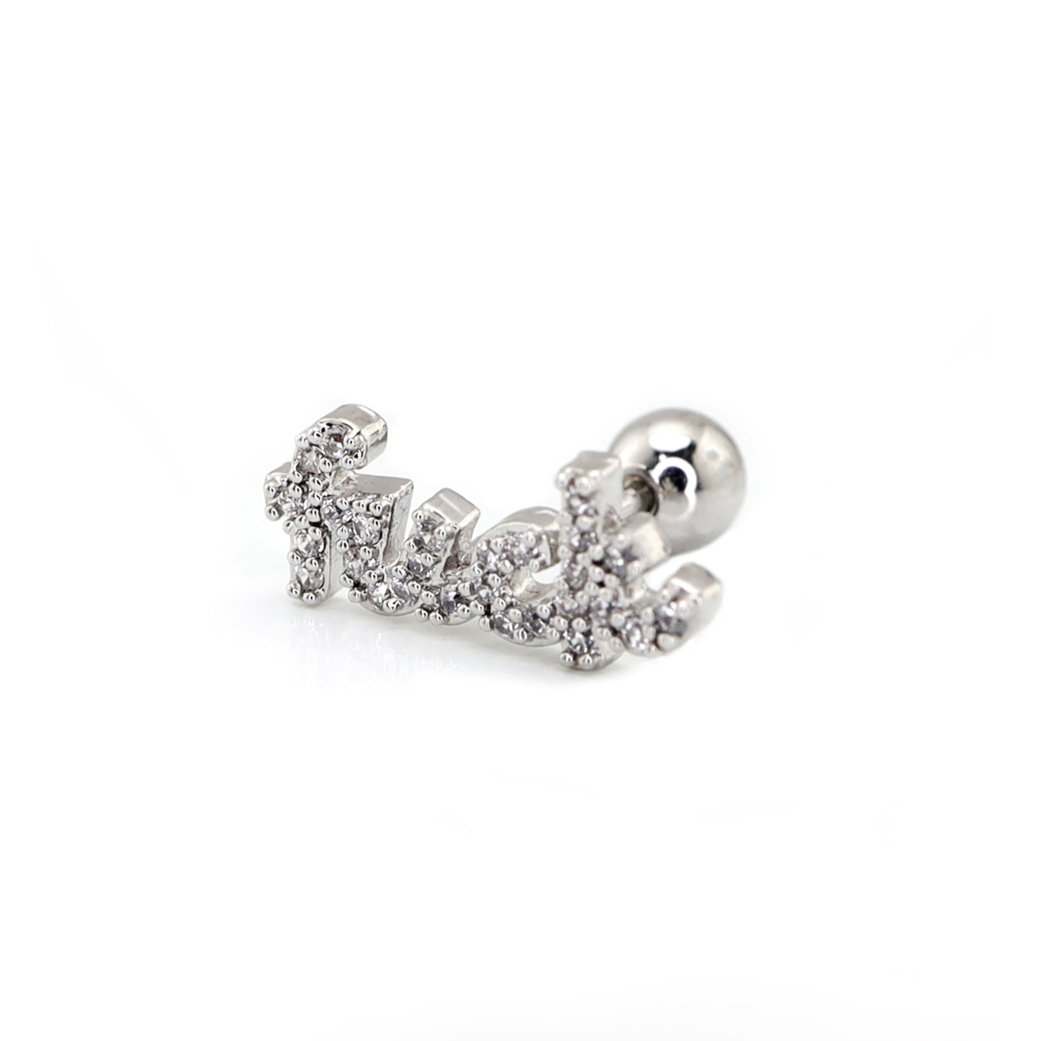 20G Full CZ "FUCK" Text Ear Studs ph1