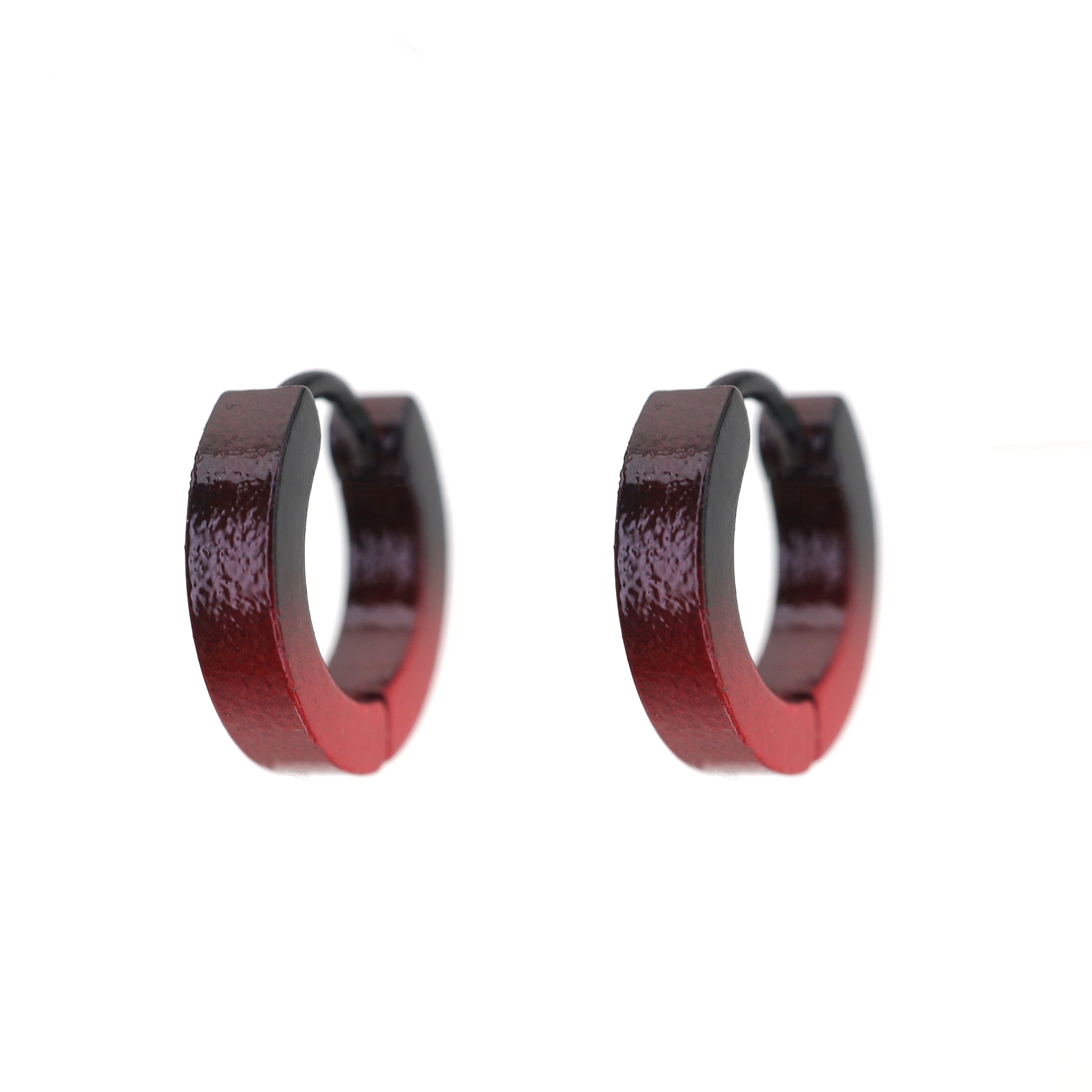 Black to Red Gradient Contrast tainless steel Earrings oh1