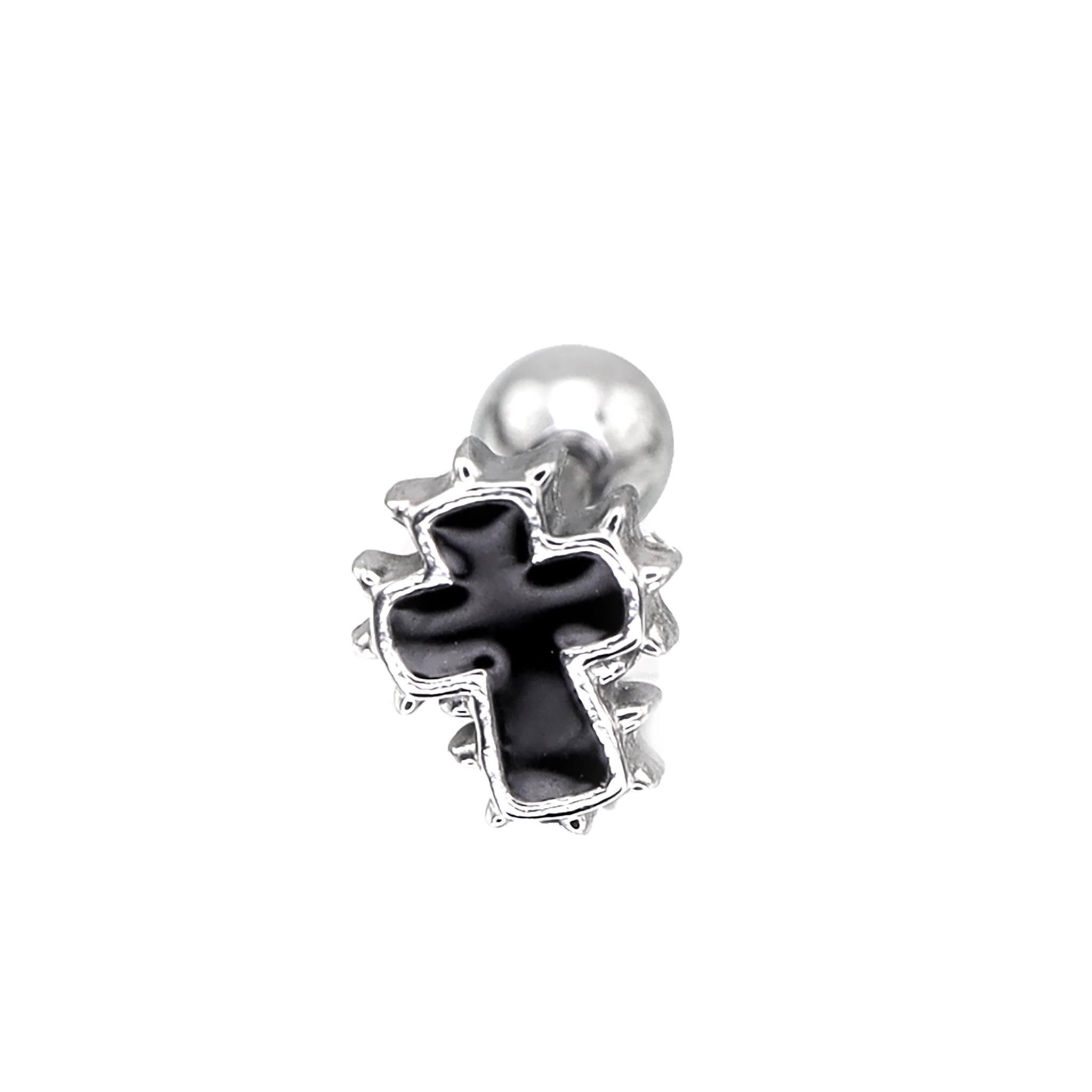 Spiked Oil Slick Cross stainless steel Ear Studs ph1